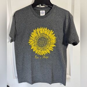 Gray T-Shirt with Yellow Sunflower Design